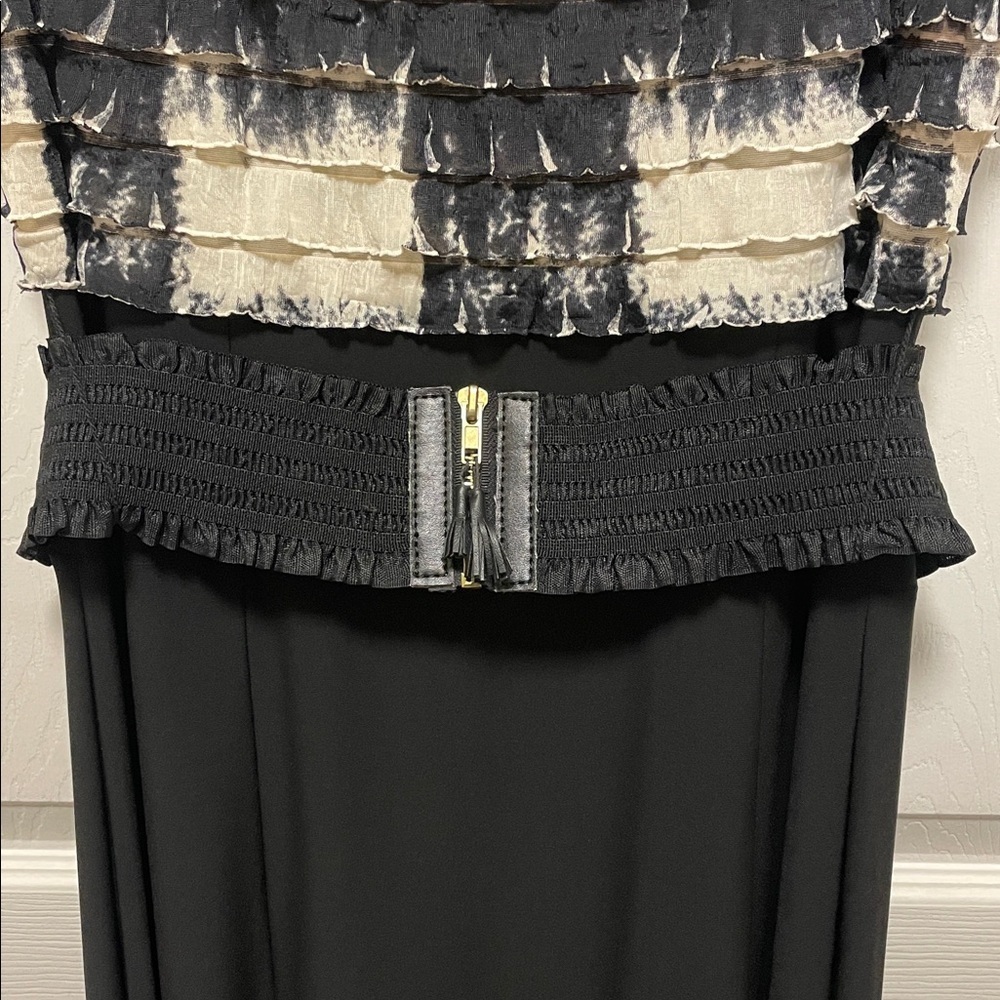 Joseph Ribkoff | Black | Ruffled Top/Hankerchief Skirt | Dress | Size 10 - Picture 4 of 16